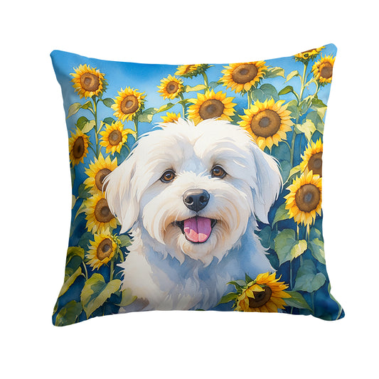 Buy this Coton de Tulear in Sunflowers Throw Pillow