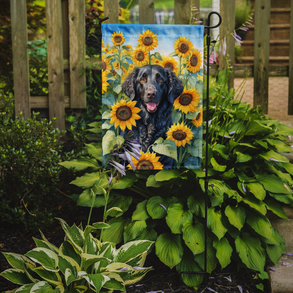 Curly-Coated Retriever in Sunflowers Garden Flag