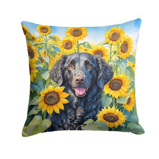 Buy this Curly-Coated Retriever in Sunflowers Throw Pillow