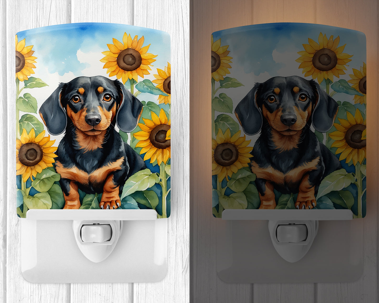 Dachshund in Sunflowers Ceramic Night Light