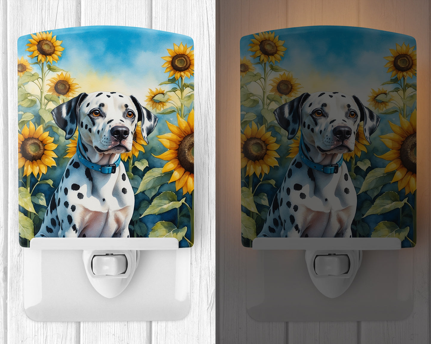 Dalmatian in Sunflowers Ceramic Night Light