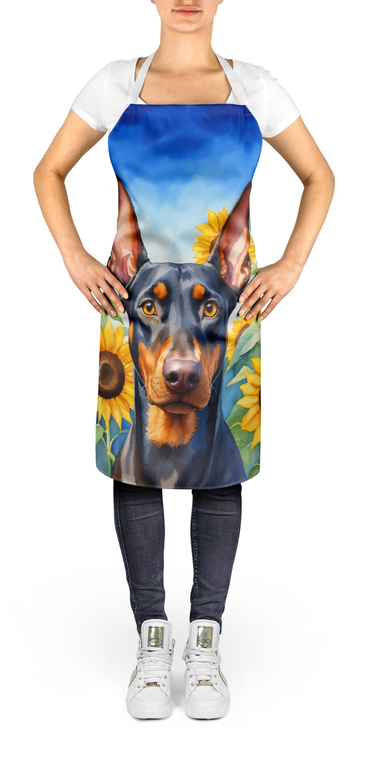 Doberman Pinscher in Sunflowers Apron