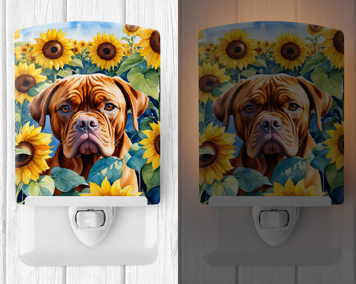 Dogue de Bordeaux in Sunflowers Ceramic Night Light