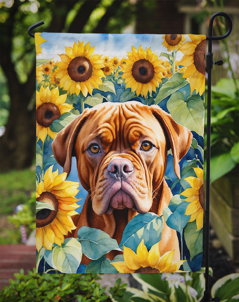 Dogue de Bordeaux in Sunflowers Garden Flag