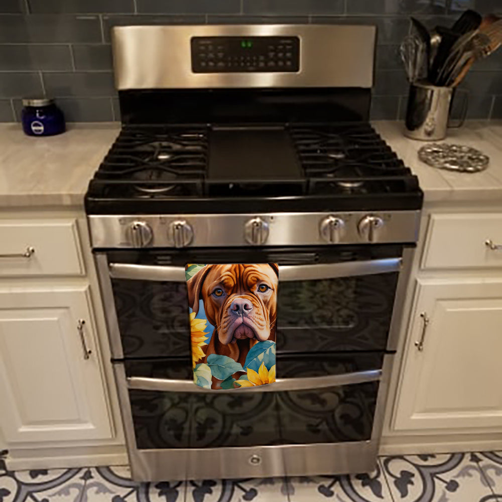 Dogue de Bordeaux in Sunflowers Kitchen Towel