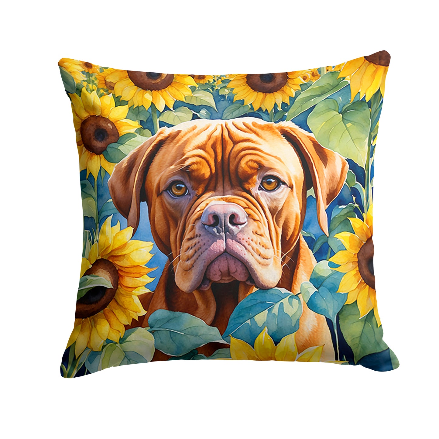 Buy this Dogue de Bordeaux in Sunflowers Throw Pillow