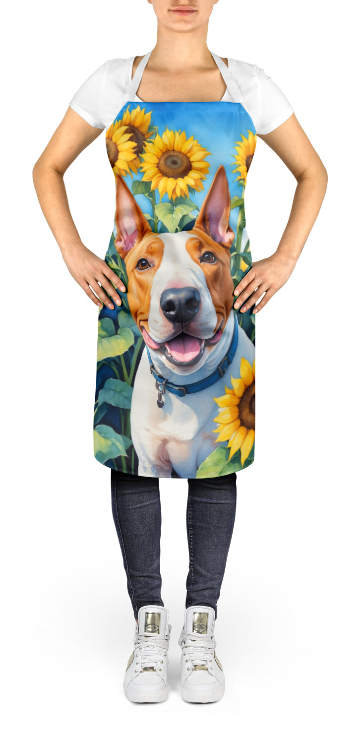 English Bull Terrier in Sunflowers Apron