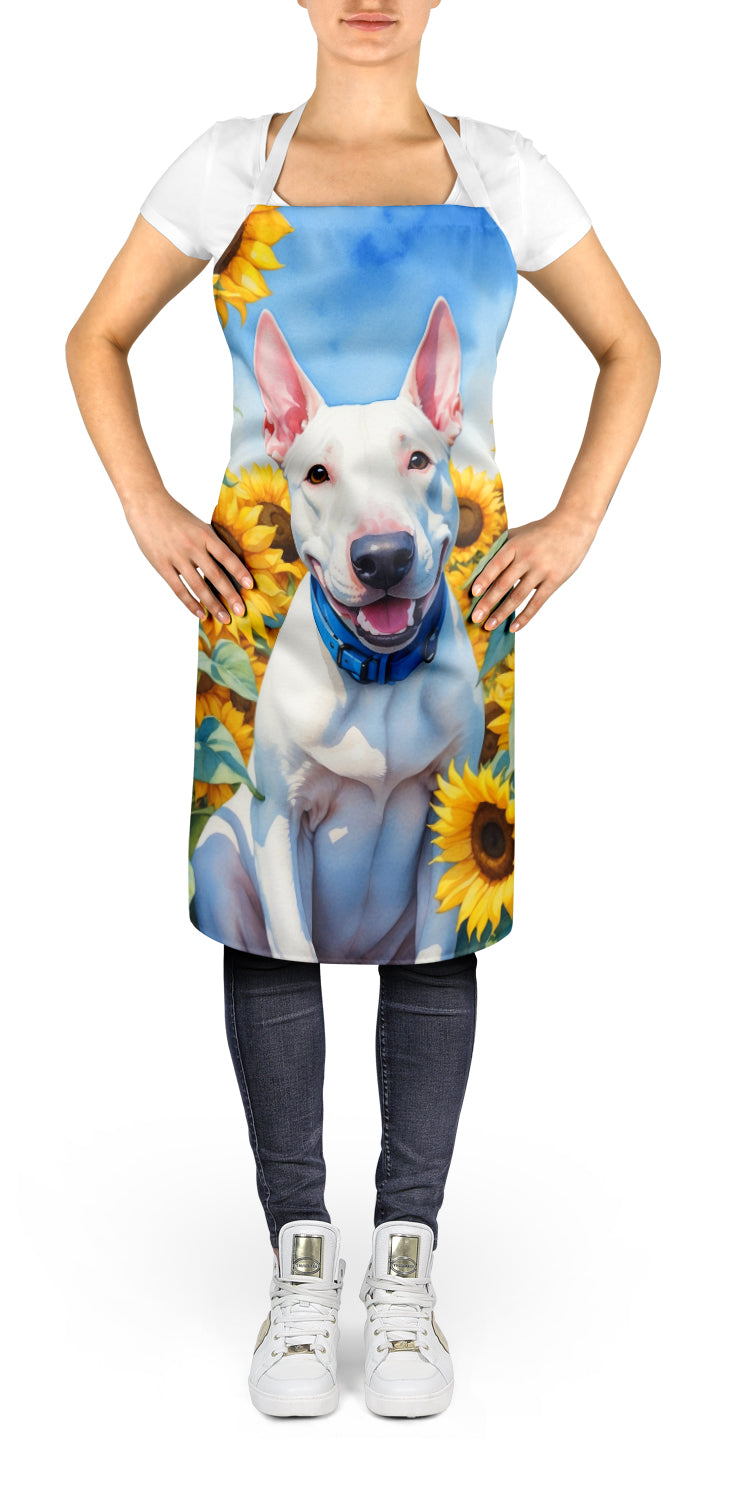 English Bull Terrier in Sunflowers Apron