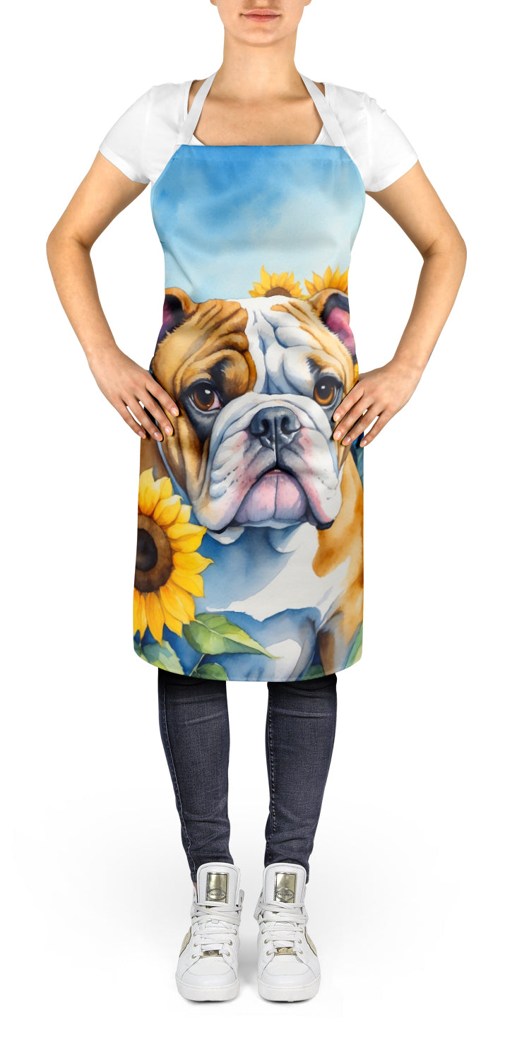 English Bulldog in Sunflowers Apron