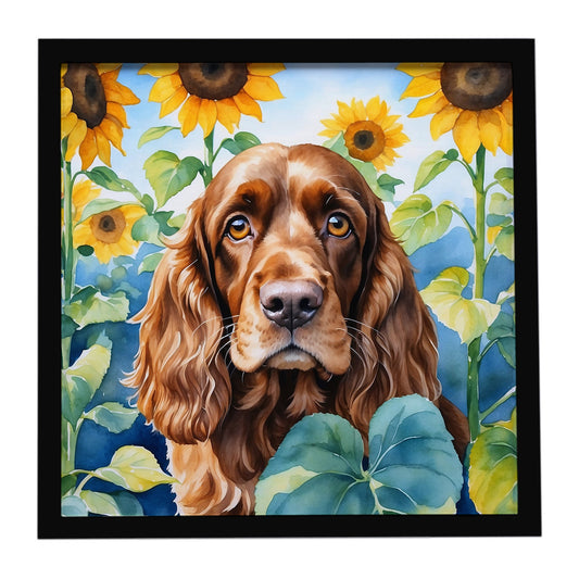 Buy this English Cocker Spaniel in Sunflowers Framed Metal Print