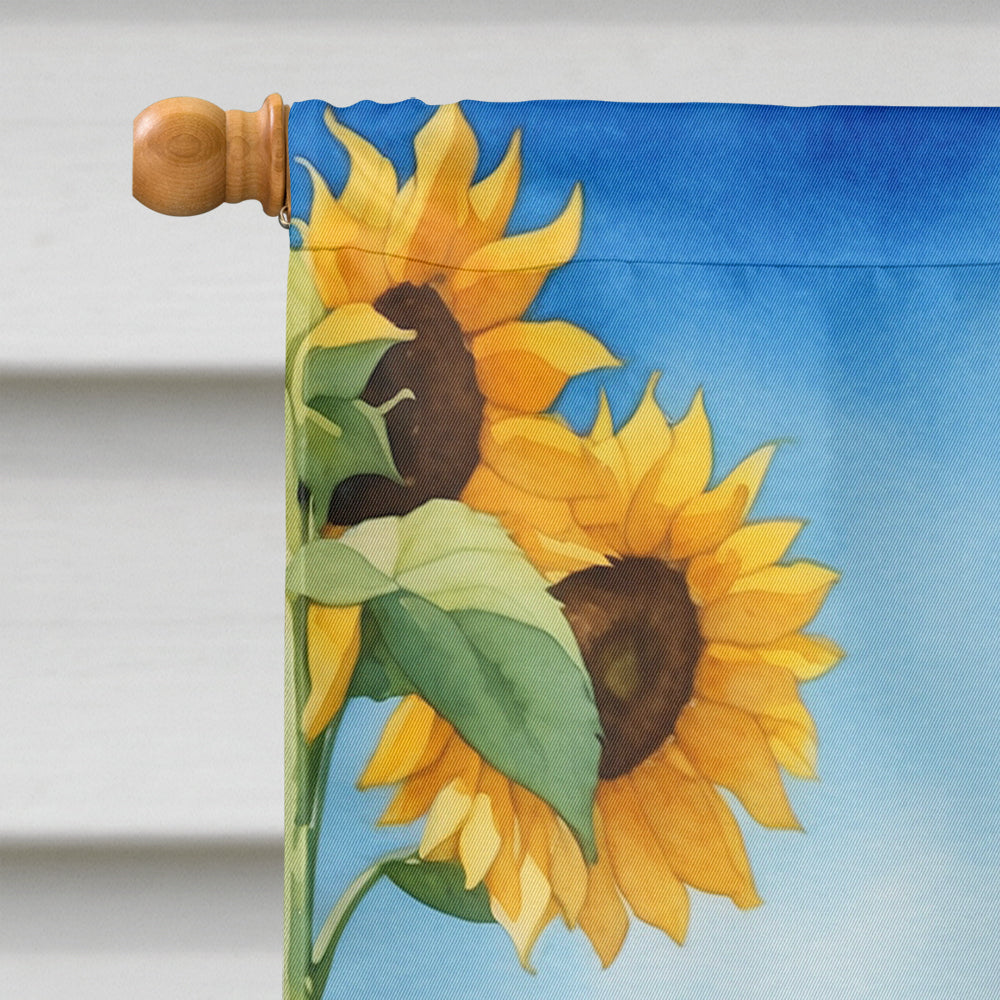 English Foxhound in Sunflowers House Flag