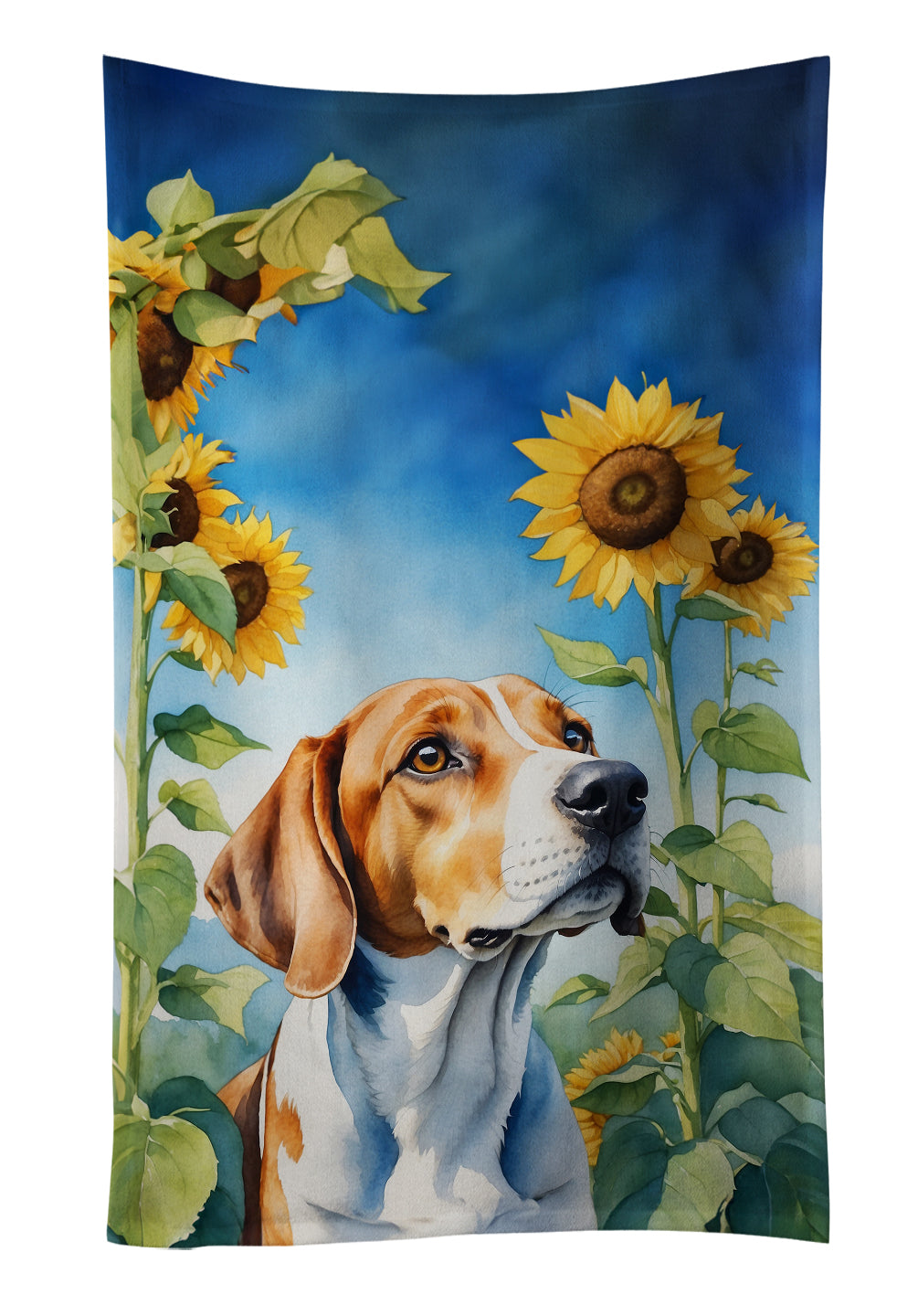 Buy this English Foxhound in Sunflowers Kitchen Towel