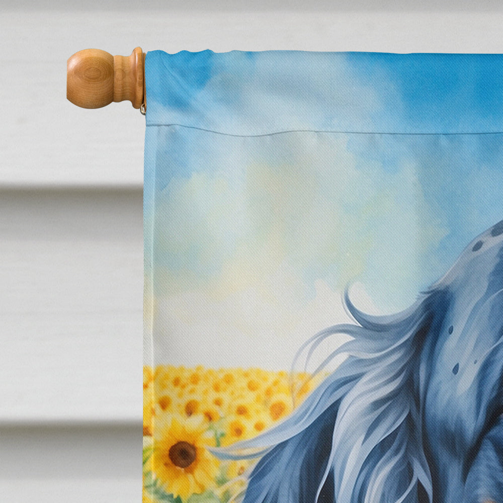 English Setter in Sunflowers House Flag