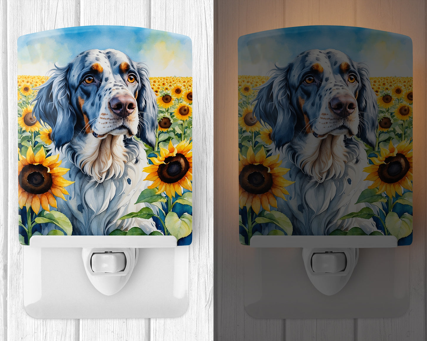 English Setter in Sunflowers Ceramic Night Light