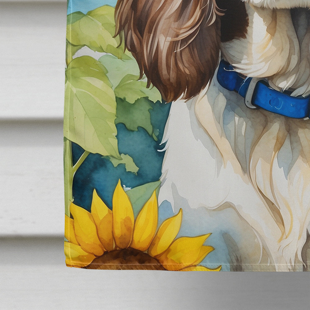 English Springer Spaniel in Sunflowers House Flag