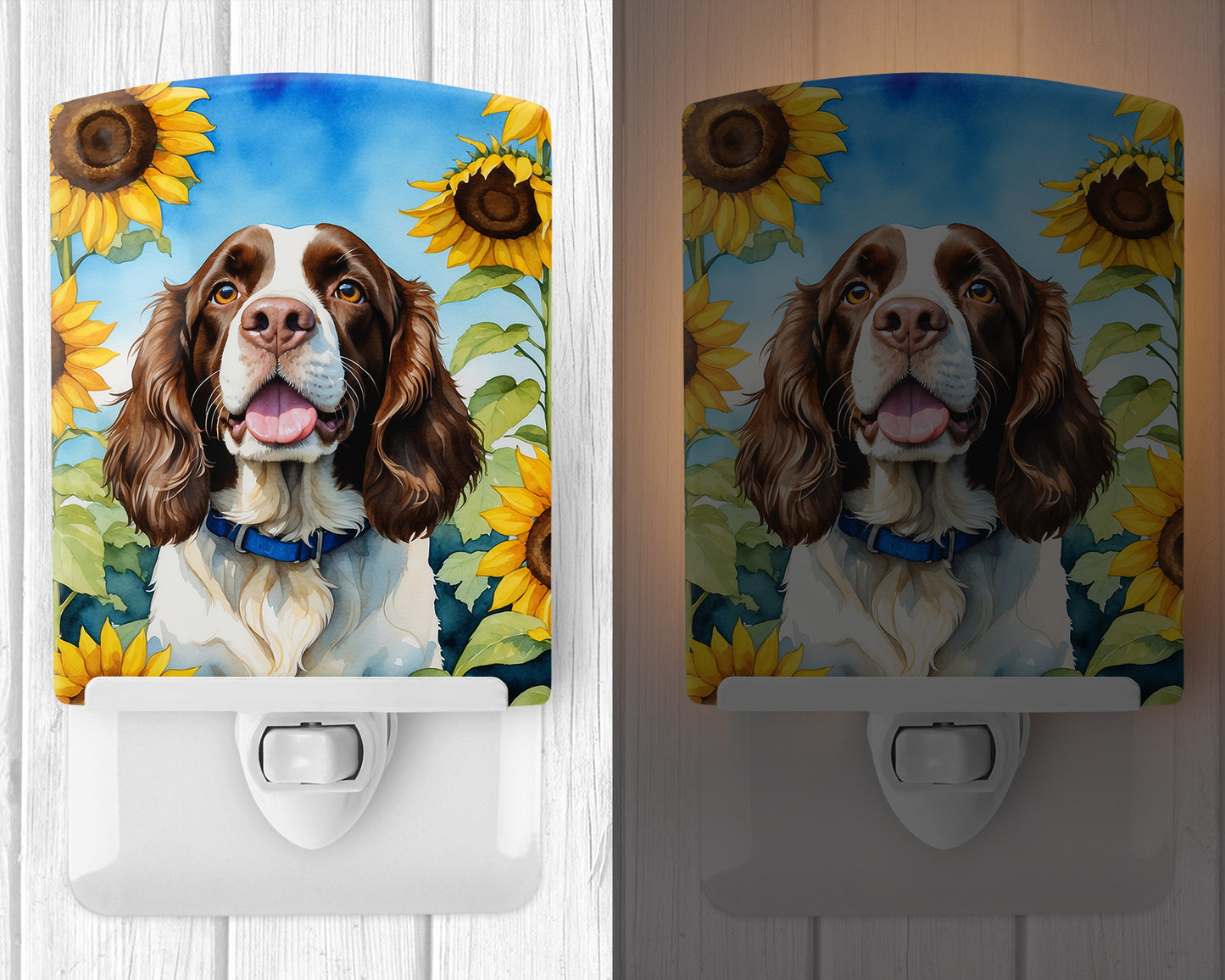 English Springer Spaniel in Sunflowers Ceramic Night Light