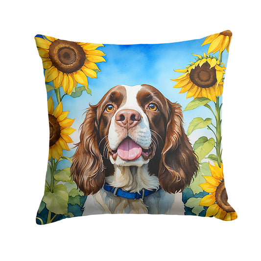 Buy this English Springer Spaniel in Sunflowers Throw Pillow