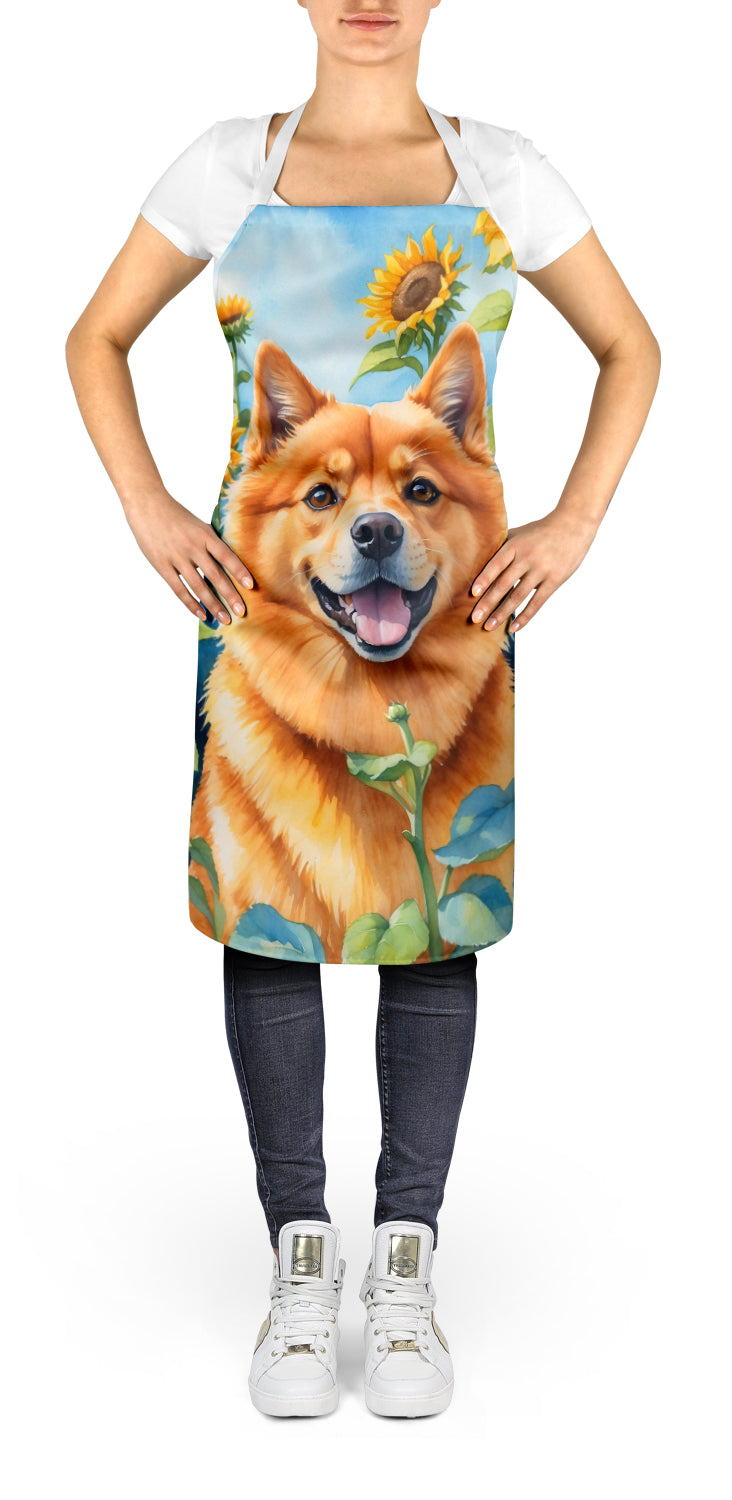 Finnish Spitz in Sunflowers Apron