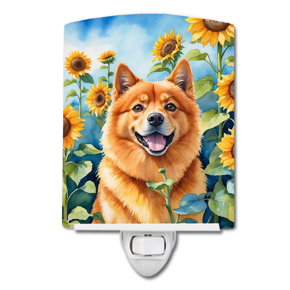 Buy this Finnish Spitz in Sunflowers Ceramic Night Light