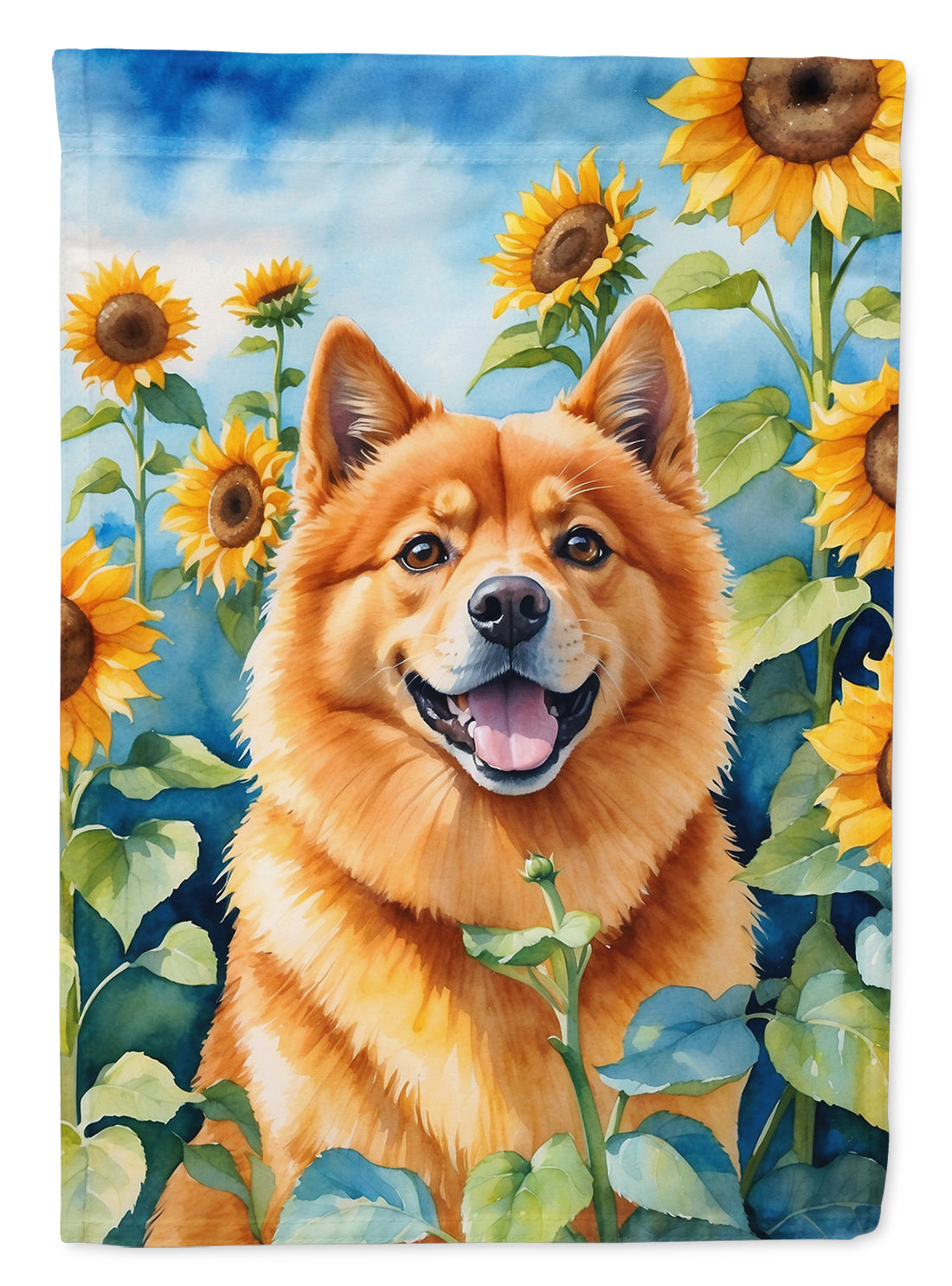 Buy this Finnish Spitz in Sunflowers Garden Flag