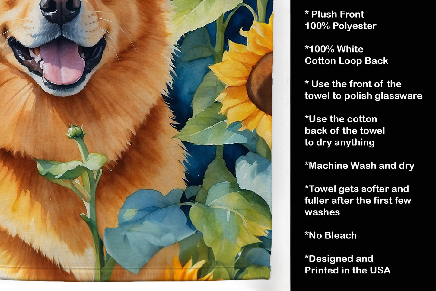 Finnish Spitz in Sunflowers Kitchen Towel