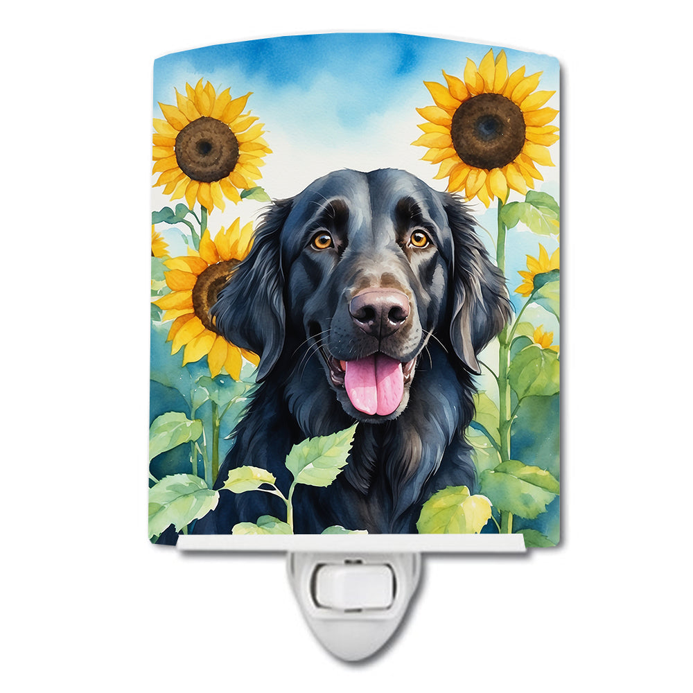 Buy this Flat-Coated Retriever in Sunflowers Ceramic Night Light