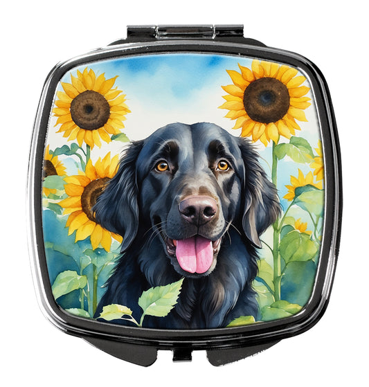 Buy this Flat-Coated Retriever in Sunflowers Compact Mirror