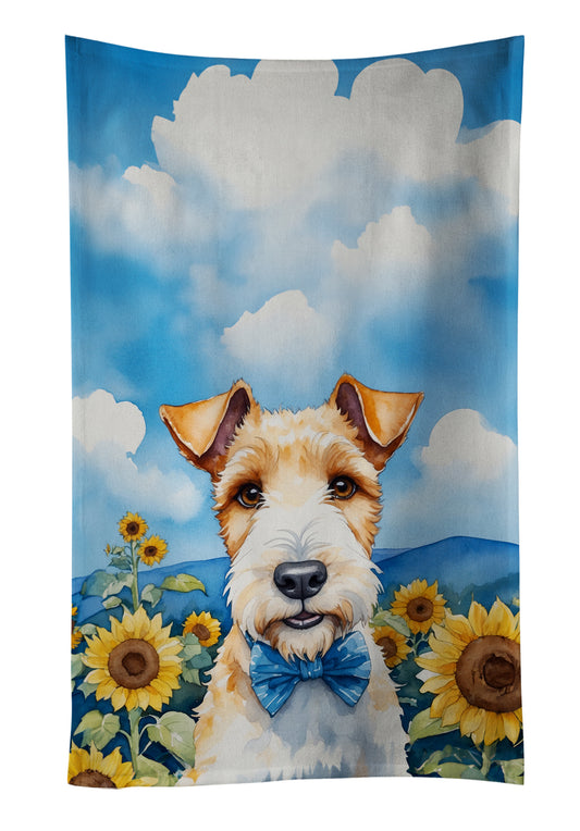 Buy this Fox Terrier in Sunflowers Kitchen Towel