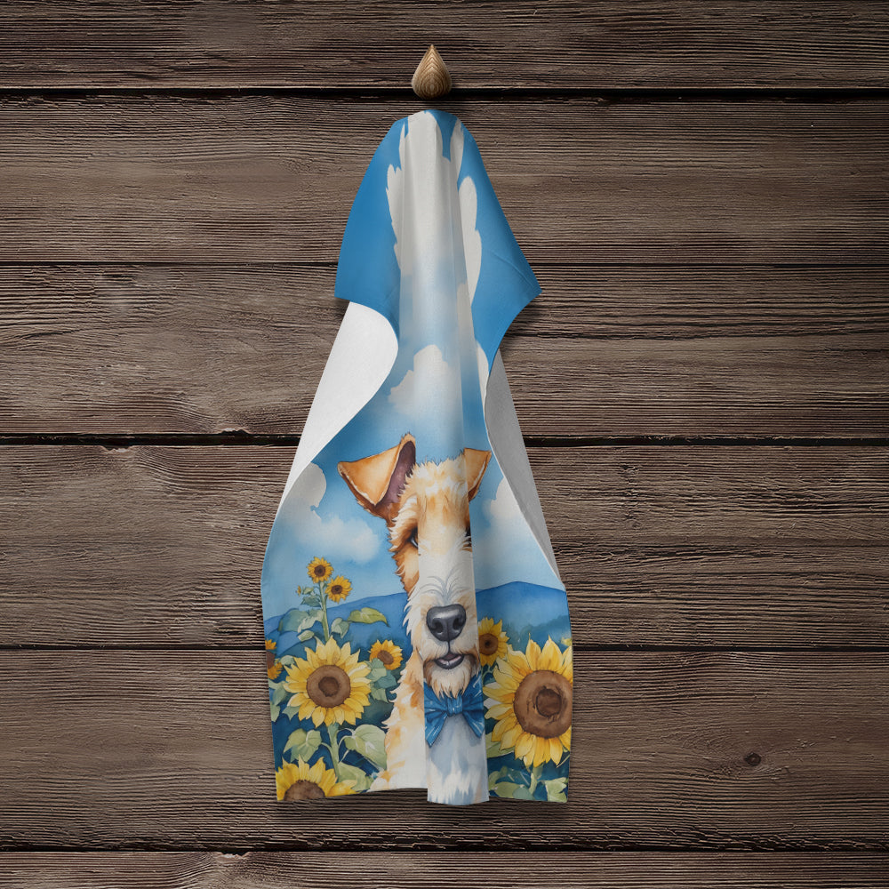 Fox Terrier in Sunflowers Kitchen Towel