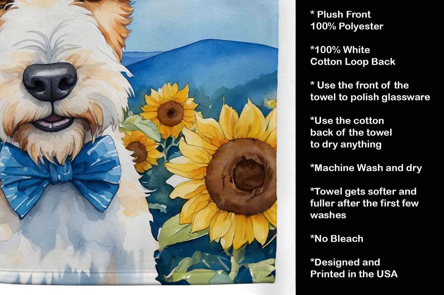 Fox Terrier in Sunflowers Kitchen Towel