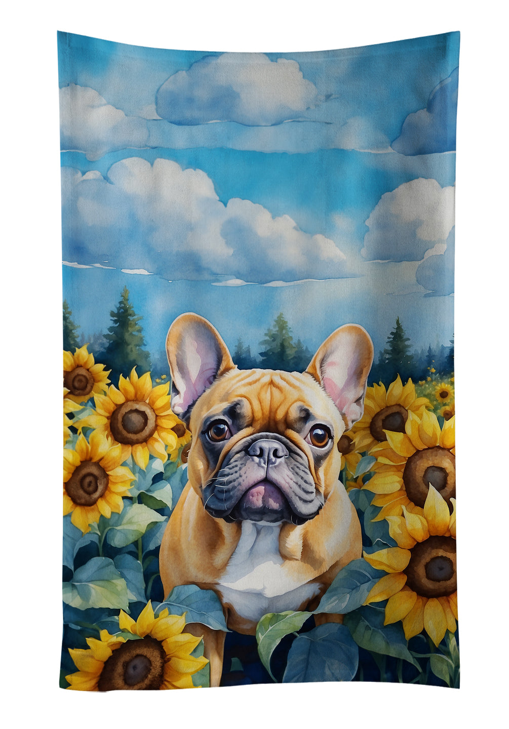 Buy this French Bulldog in Sunflowers Kitchen Towel