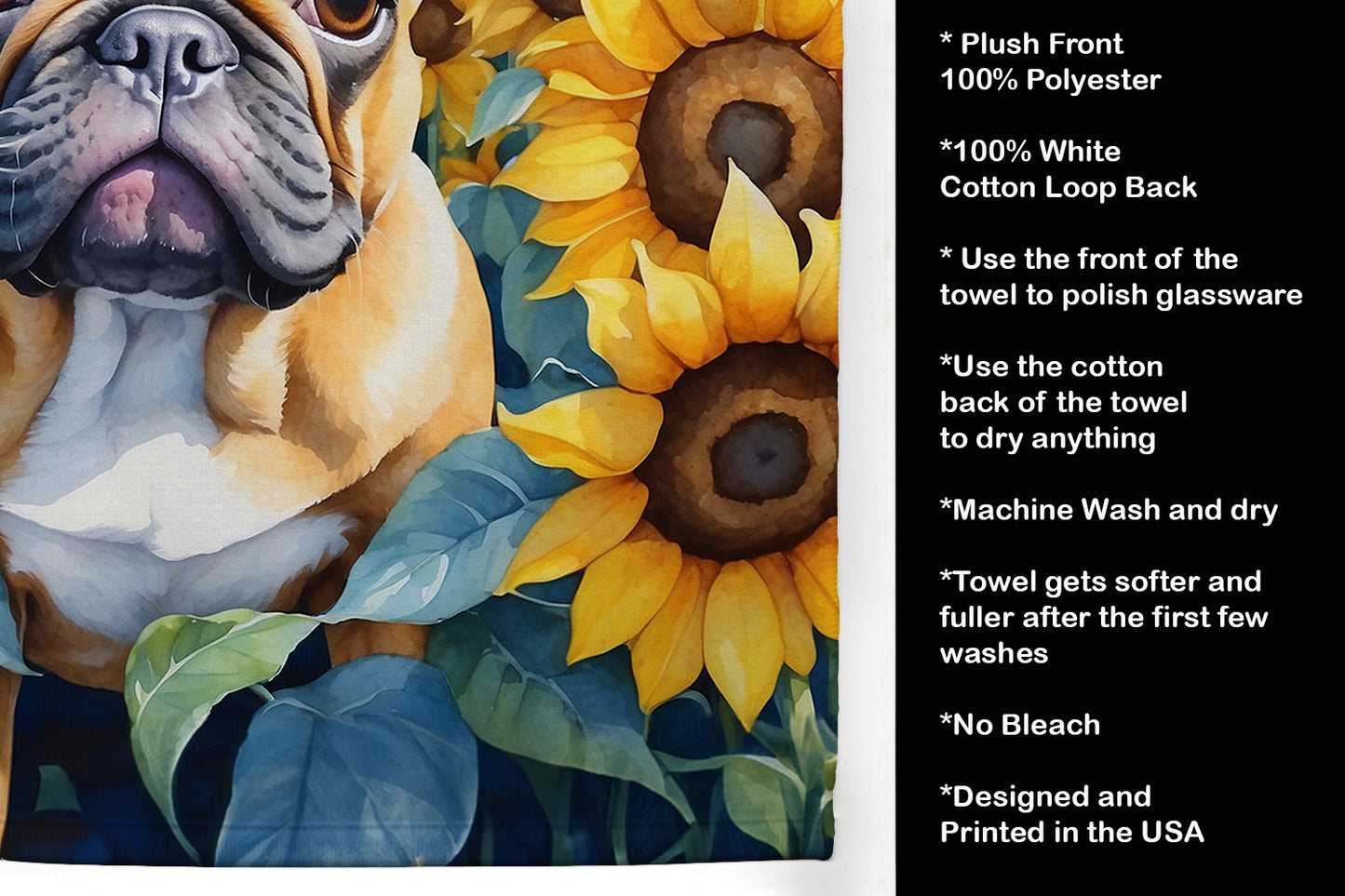 French Bulldog in Sunflowers Kitchen Towel