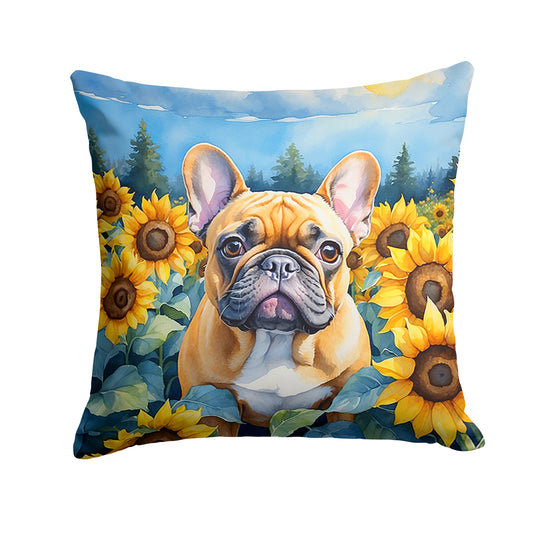 Buy this French Bulldog in Sunflowers Throw Pillow