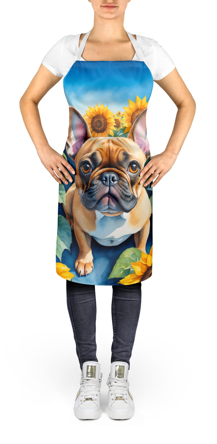 French Bulldog in Sunflowers Apron