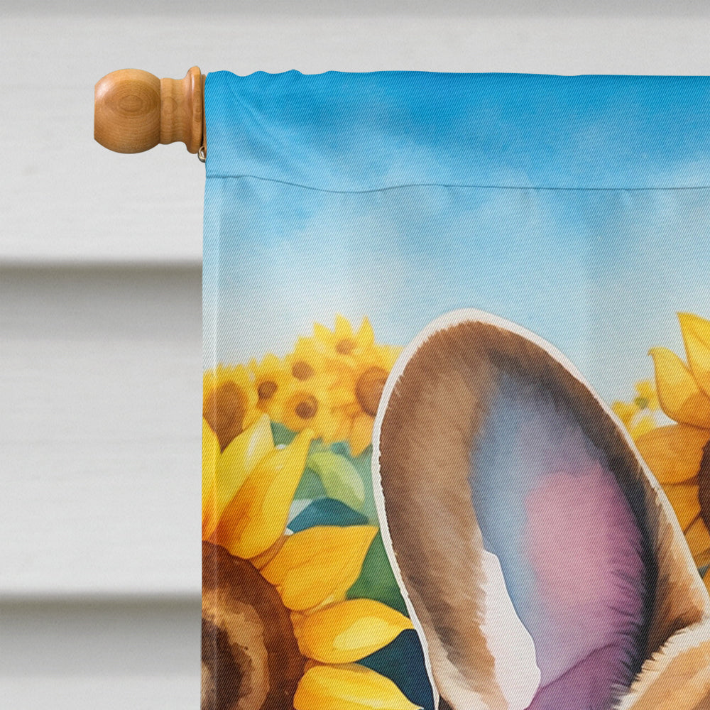 French Bulldog in Sunflowers House Flag