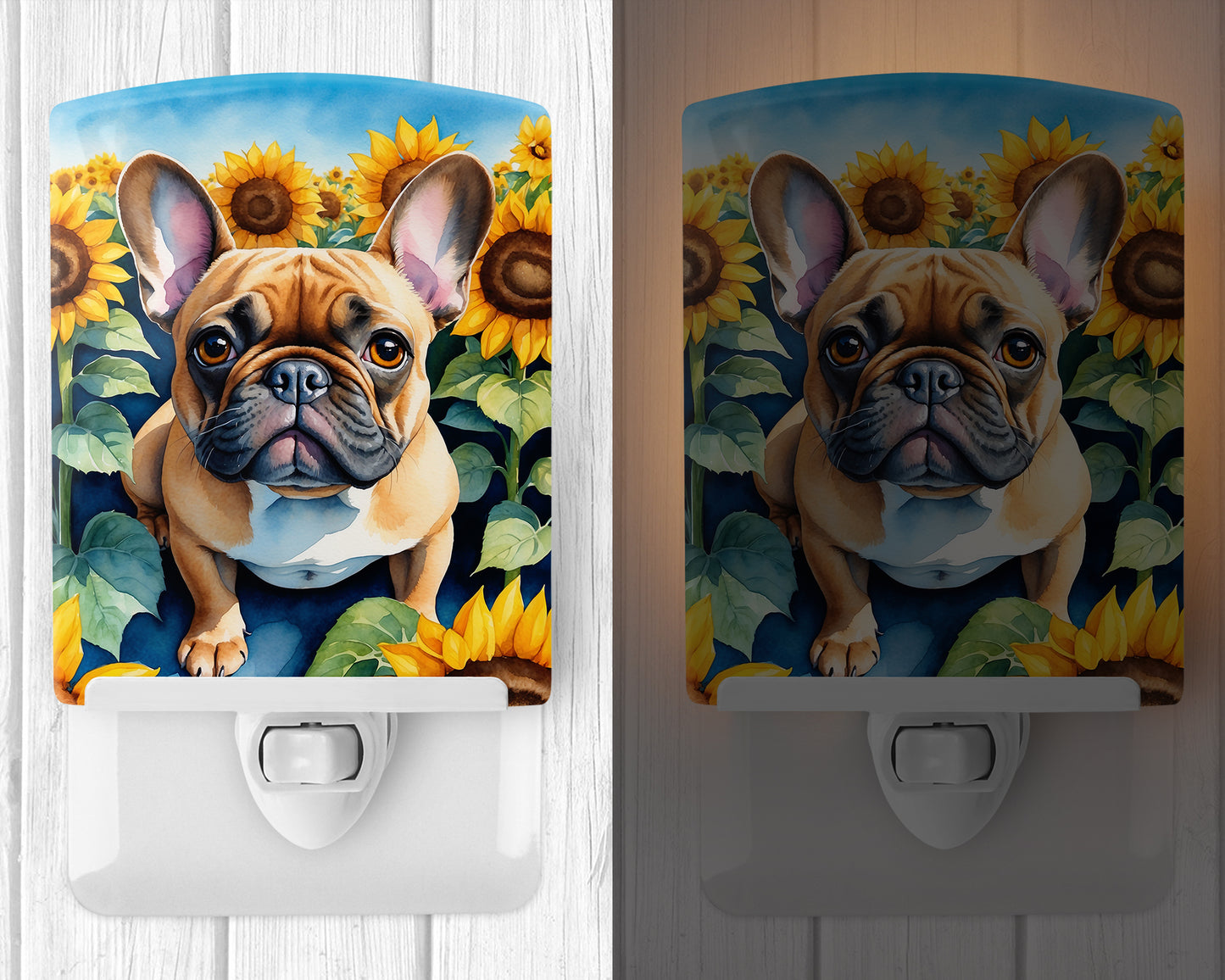 French Bulldog in Sunflowers Ceramic Night Light