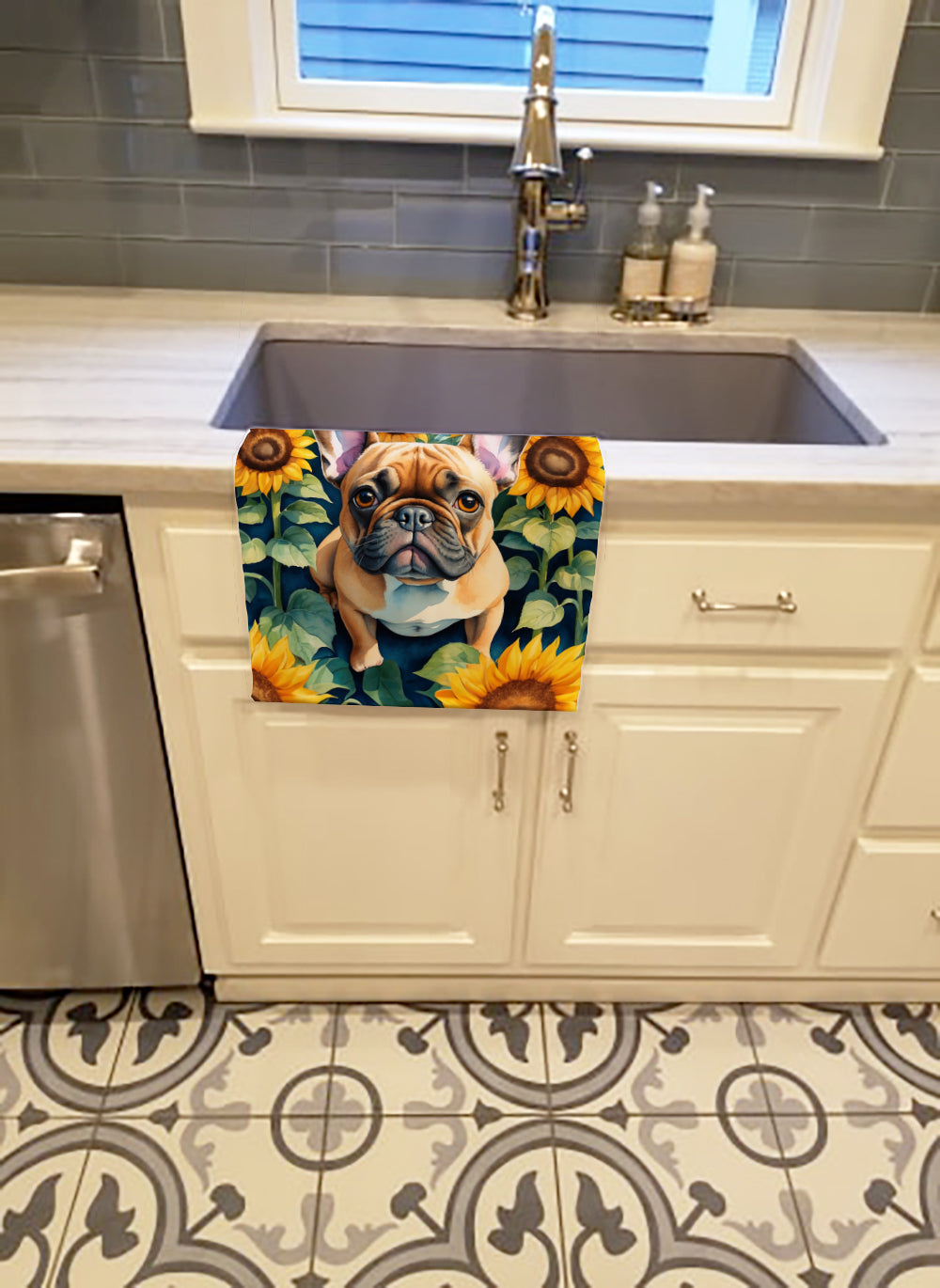 French Bulldog in Sunflowers Kitchen Towel