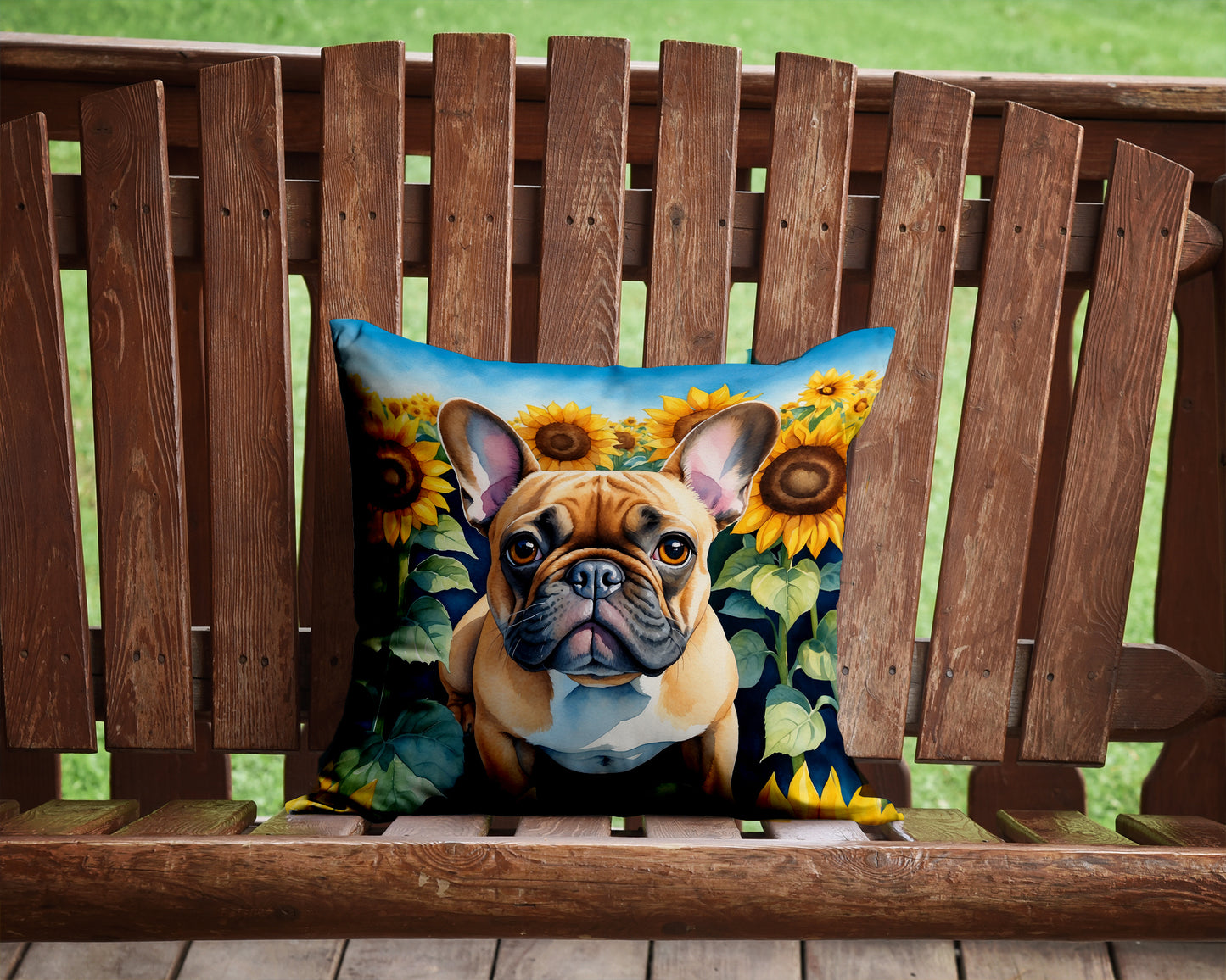 French Bulldog in Sunflowers Throw Pillow