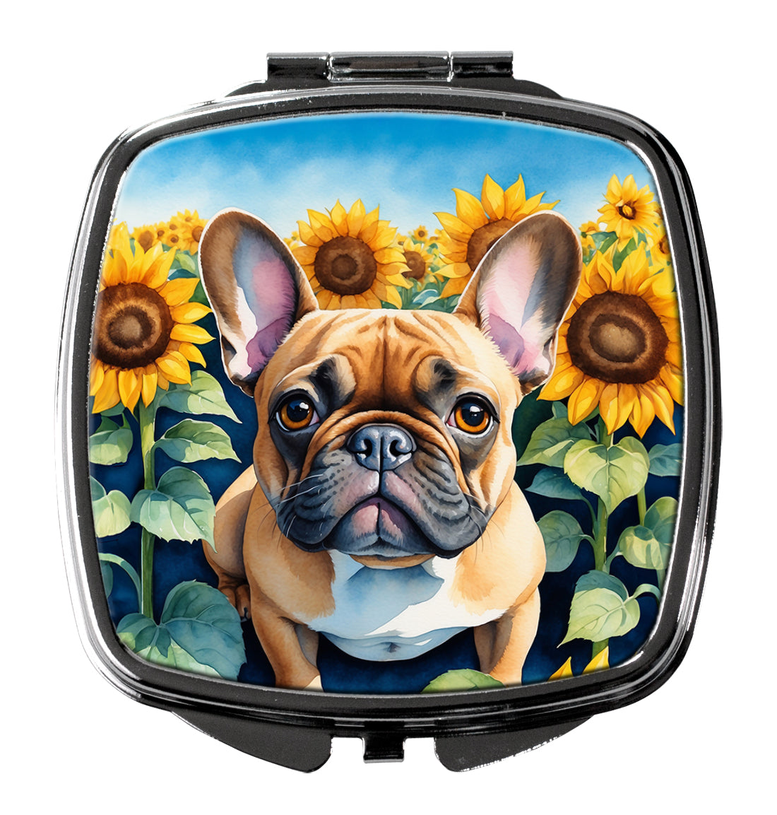 Buy this French Bulldog in Sunflowers Compact Mirror