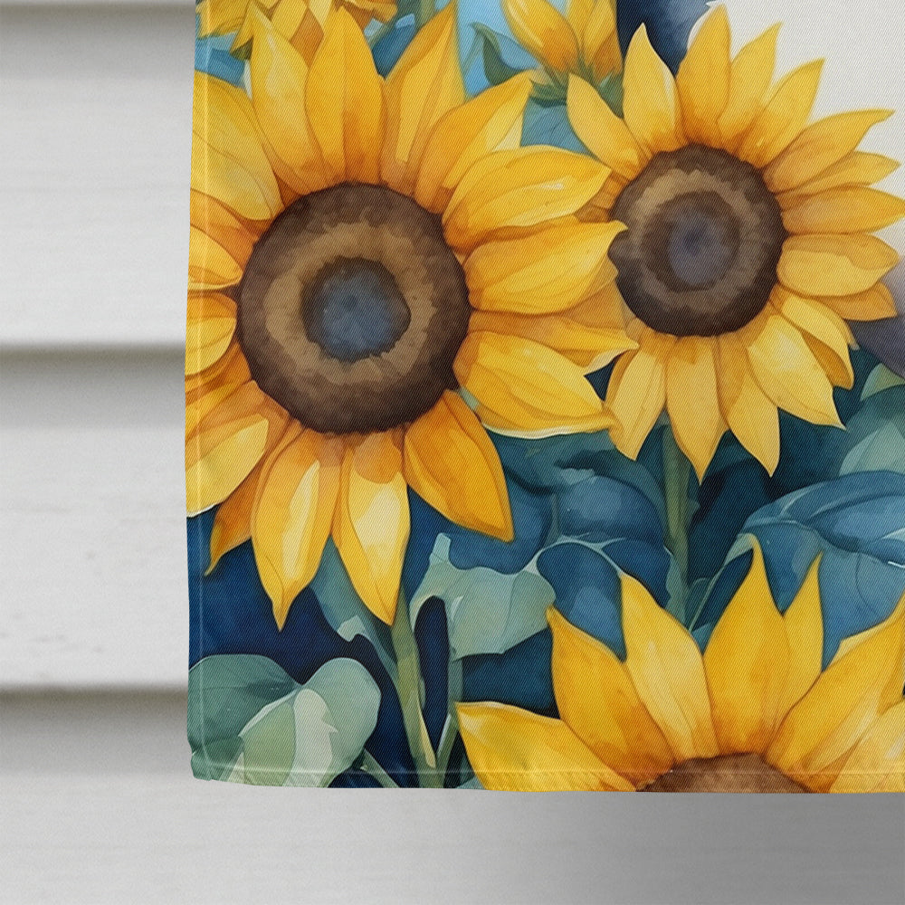 French Bulldog in Sunflowers House Flag