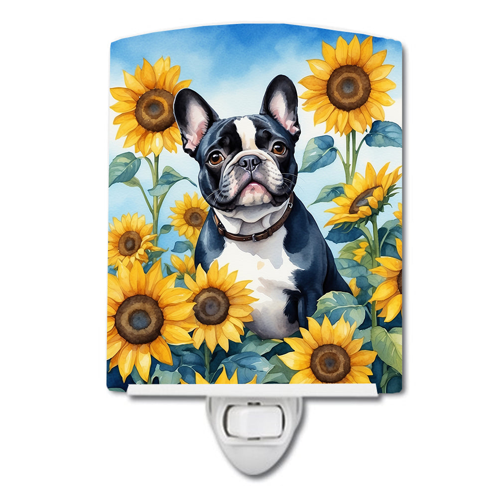 Buy this French Bulldog in Sunflowers Ceramic Night Light