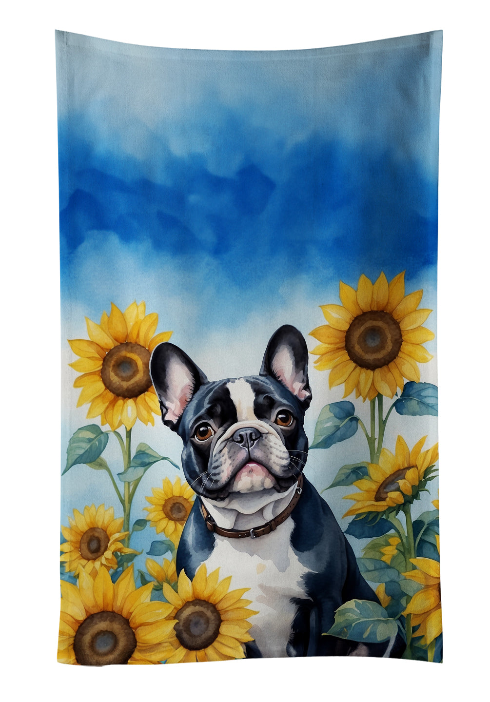 Buy this French Bulldog in Sunflowers Kitchen Towel