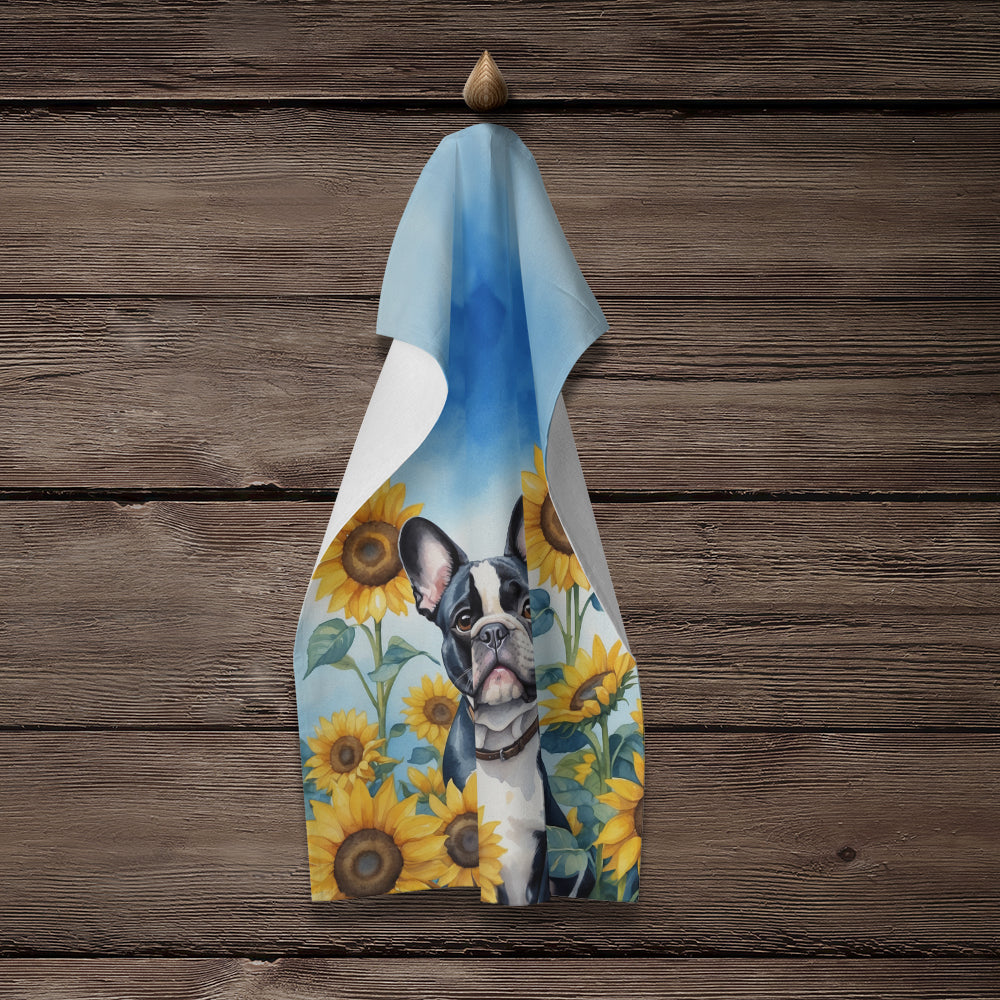 French Bulldog in Sunflowers Kitchen Towel