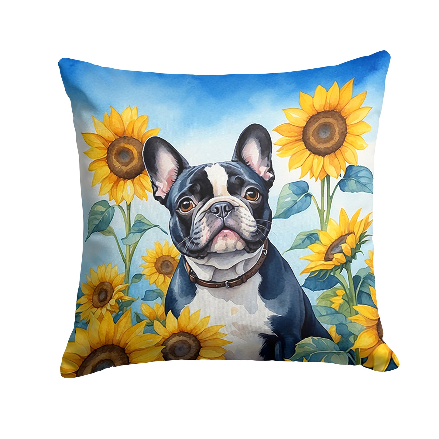 Buy this French Bulldog in Sunflowers Throw Pillow