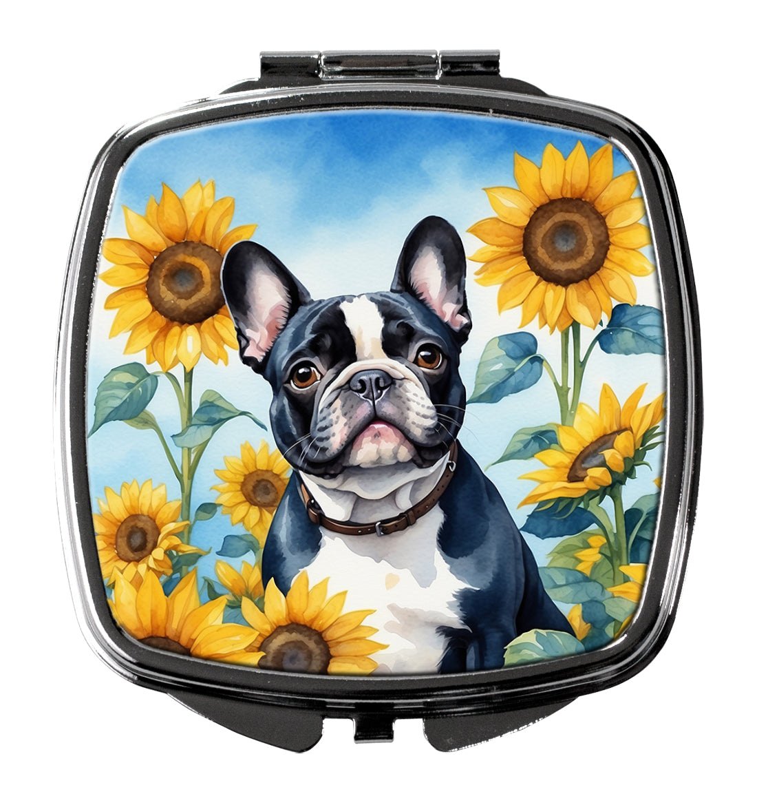 Buy this French Bulldog in Sunflowers Compact Mirror