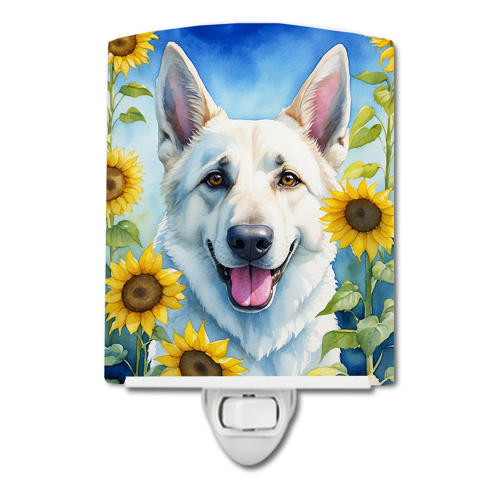 Buy this White German Shepherd in Sunflowers Ceramic Night Light