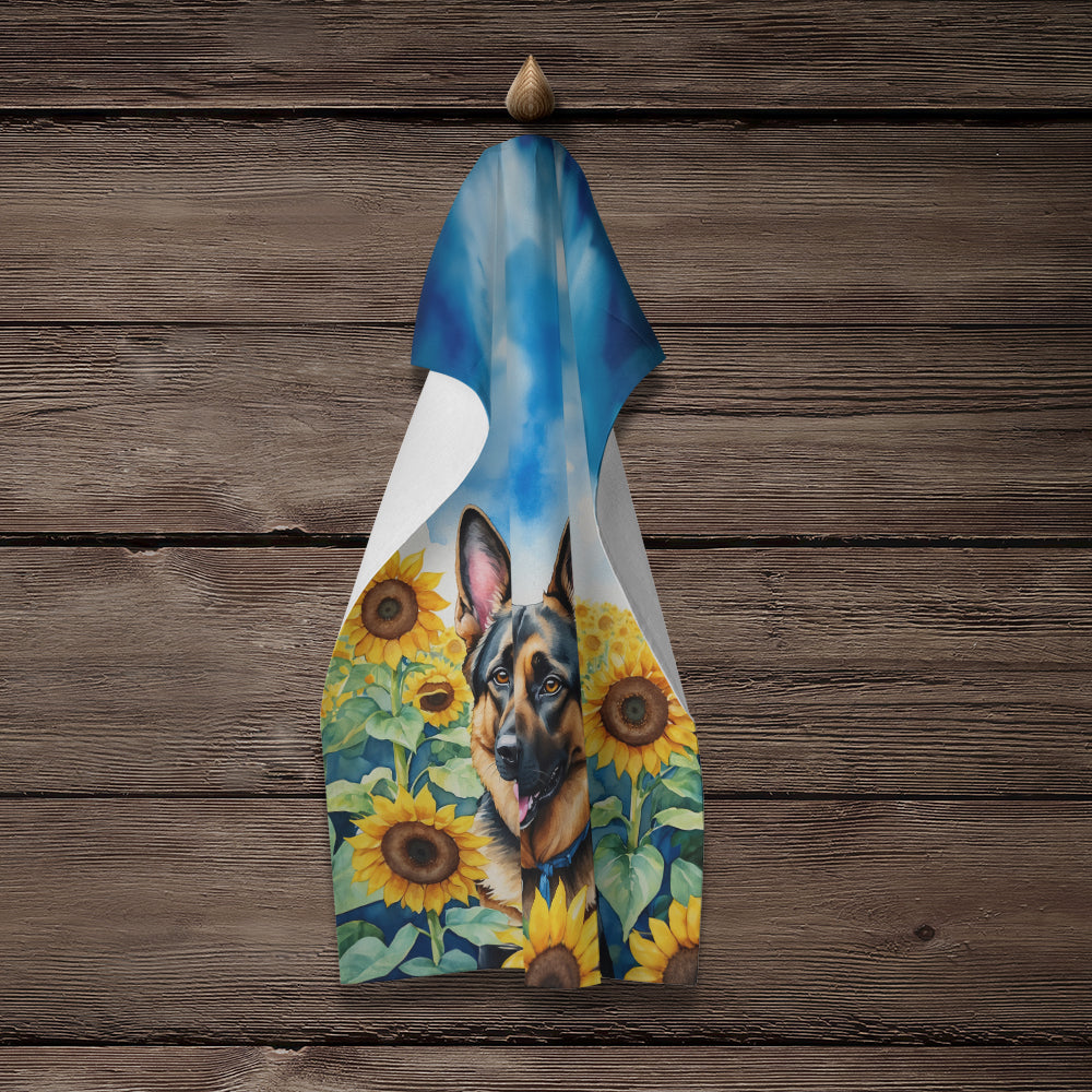 German Shepherd in Sunflowers Kitchen Towel