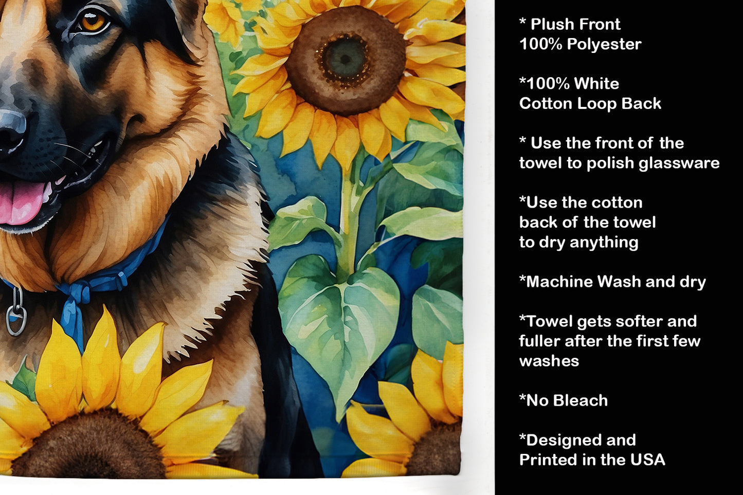 German Shepherd in Sunflowers Kitchen Towel
