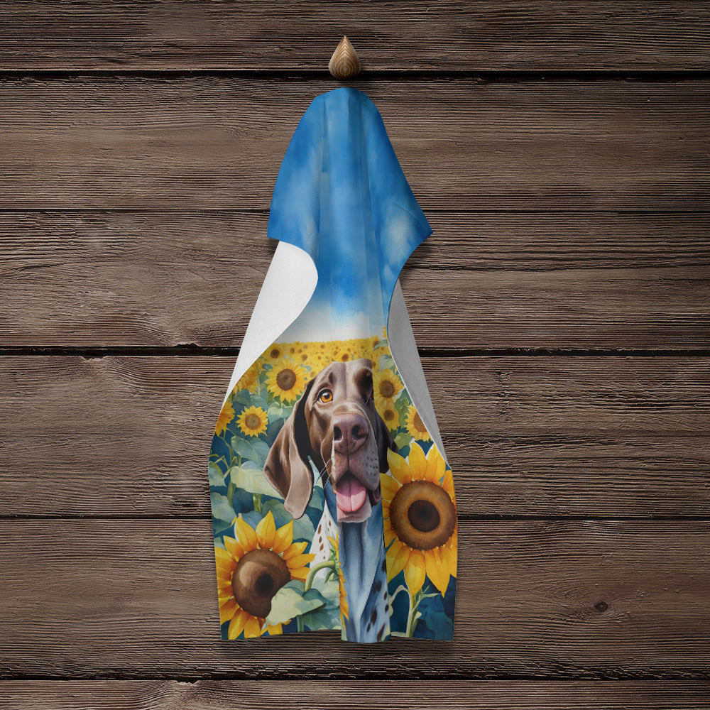 German Shorthaired Pointer in Sunflowers Kitchen Towel