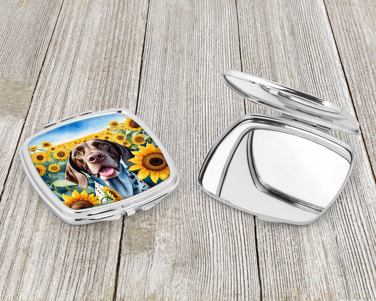 German Shorthaired Pointer in Sunflowers Compact Mirror